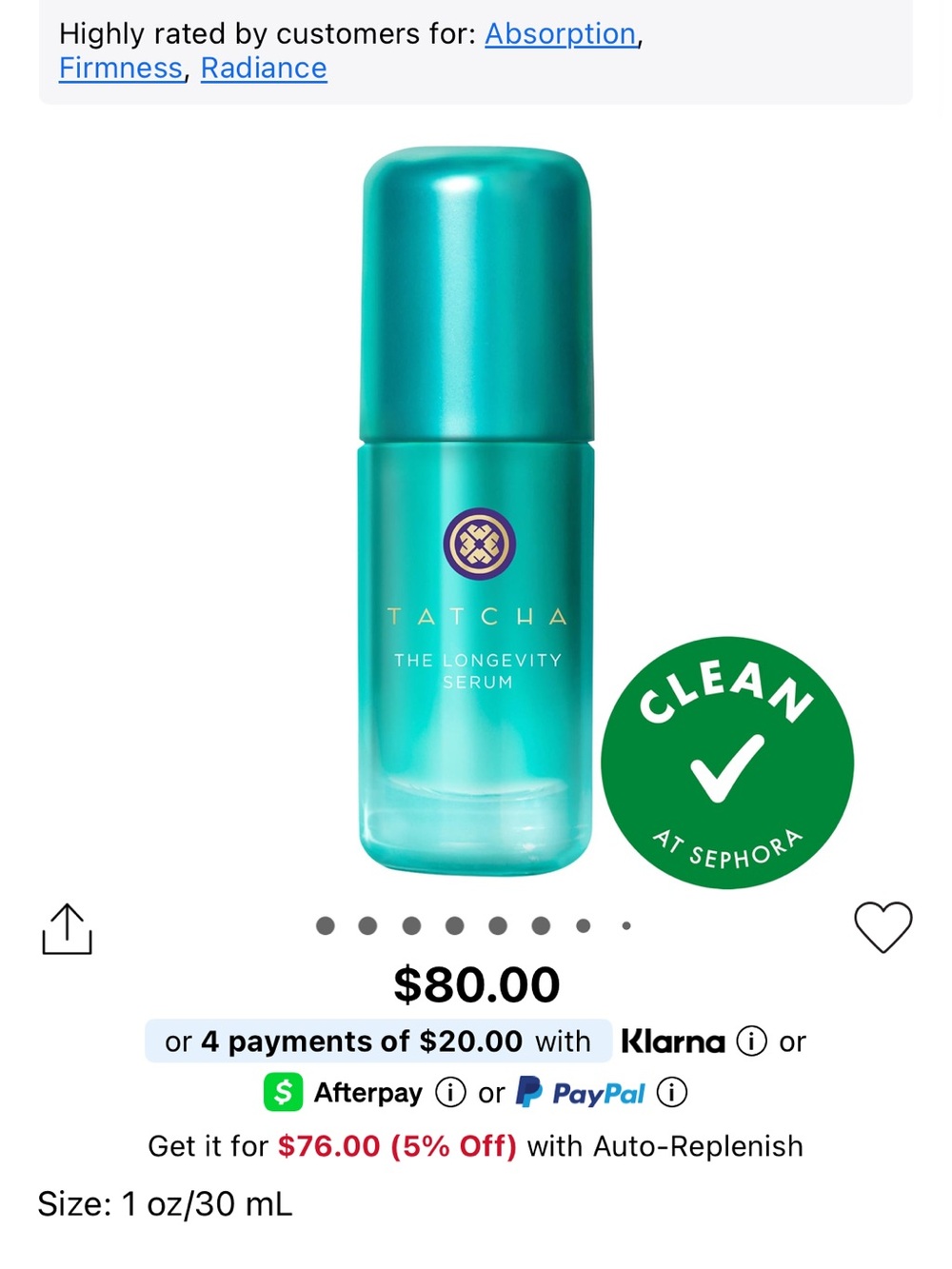 Tatcha The Longevity Serum- Cream & Teal Accents - Picture 5 of 5